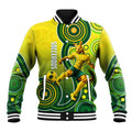Personalized Australian Soccer Kangaroo Baseball Jacket Aboriginal Dot Pattern Green Gold Football Player