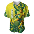 Personalized Australian Soccer Kangaroo Baseball Jersey Aboriginal Dot Pattern Green Gold Football Player