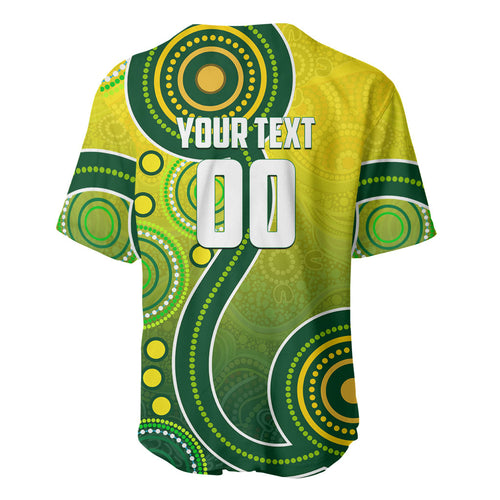 Personalized Australian Soccer Kangaroo Baseball Jersey Aboriginal Dot Pattern Green Gold Football Player