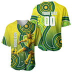 Personalized Australian Soccer Kangaroo Baseball Jersey Aboriginal Dot Pattern Green Gold Football Player