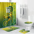 Personalized Australian Soccer Kangaroo Bathroom Set Aboriginal Dot Pattern Green Gold Football Player