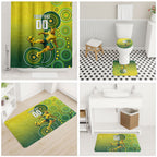 Personalized Australian Soccer Kangaroo Bathroom Set Aboriginal Dot Pattern Green Gold Football Player