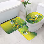 Personalized Australian Soccer Kangaroo Bathroom Set Aboriginal Dot Pattern Green Gold Football Player