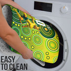 Personalized Australian Soccer Kangaroo Bathroom Set Aboriginal Dot Pattern Green Gold Football Player