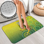 Personalized Australian Soccer Kangaroo Bathroom Set Aboriginal Dot Pattern Green Gold Football Player