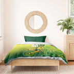 Personalized Australian Soccer Kangaroo Bedding Set Aboriginal Dot Pattern Green Gold Football Player
