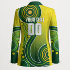 Personalized Australian Soccer Kangaroo Blazer Aboriginal Dot Pattern Green Gold Football Player