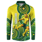 Personalized Australian Soccer Kangaroo Button Sweatshirt Aboriginal Dot Pattern Green Gold Football Player