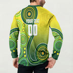 Personalized Australian Soccer Kangaroo Button Sweatshirt Aboriginal Dot Pattern Green Gold Football Player