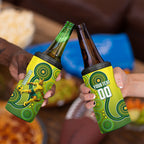 Personalized Australian Soccer Kangaroo 4 in 1 Can Cooler Tumbler Aboriginal Dot Pattern Green Gold Football Player
