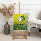 Personalized Australian Soccer Kangaroo Canvas Wall Art Aboriginal Dot Pattern Green Gold Football Player