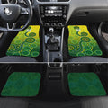 Personalized Australian Soccer Kangaroo Car Mats Aboriginal Dot Pattern Green Gold Football Player