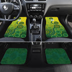 Personalized Australian Soccer Kangaroo Car Mats Aboriginal Dot Pattern Green Gold Football Player