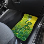 Personalized Australian Soccer Kangaroo Car Mats Aboriginal Dot Pattern Green Gold Football Player