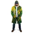 Personalized Australian Soccer Kangaroo Cloak Aboriginal Dot Pattern Green Gold Football Player