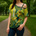 Personalized Australian Soccer Kangaroo Cross Shoulder Shirt Aboriginal Dot Pattern Green Gold Football Player