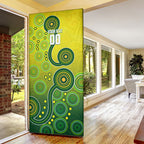 Personalized Australian Soccer Kangaroo Door Cover Aboriginal Dot Pattern Green Gold Football Player