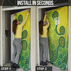 Personalized Australian Soccer Kangaroo Door Cover Aboriginal Dot Pattern Green Gold Football Player