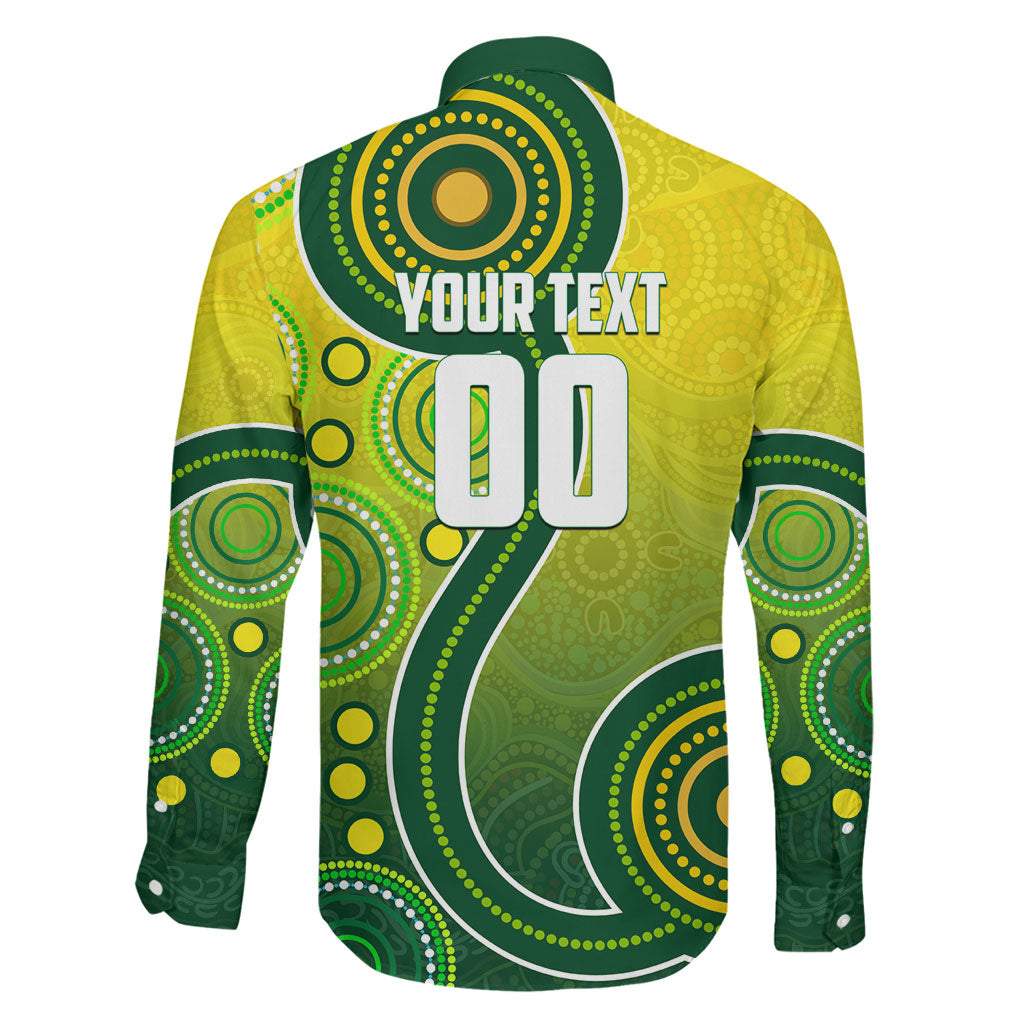 Personalized Australian Soccer Kangaroo Family Matching Mermaid Dress and Hawaiian Shirt Aboriginal Dot Pattern Green Gold Football Player