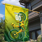 Personalized Australian Soccer Kangaroo Garden Flag Aboriginal Dot Pattern Green Gold Football Player