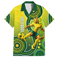 Personalized Australian Soccer Kangaroo Hawaiian Shirt Aboriginal Dot Pattern Green Gold Football Player