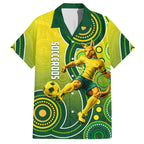 Personalized Australian Soccer Kangaroo Hawaiian Shirt Aboriginal Dot Pattern Green Gold Football Player