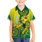 Personalized Australian Soccer Kangaroo Hawaiian Shirt Aboriginal Dot Pattern Green Gold Football Player