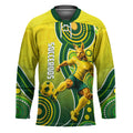 Personalized Australian Soccer Kangaroo Hockey Jersey Aboriginal Dot Pattern Green Gold Football Player