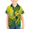 Personalized Australian Soccer Kangaroo Kid Hawaiian Shirt Aboriginal Dot Pattern Green Gold Football Player