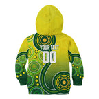 Personalized Australian Soccer Kangaroo Kid Hoodie Aboriginal Dot Pattern Green Gold Football Player