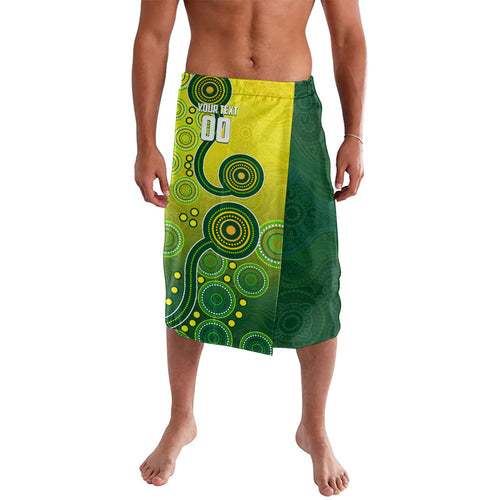 Personalized Australian Soccer Kangaroo Lavalava Aboriginal Dot Pattern Green Gold Football Player