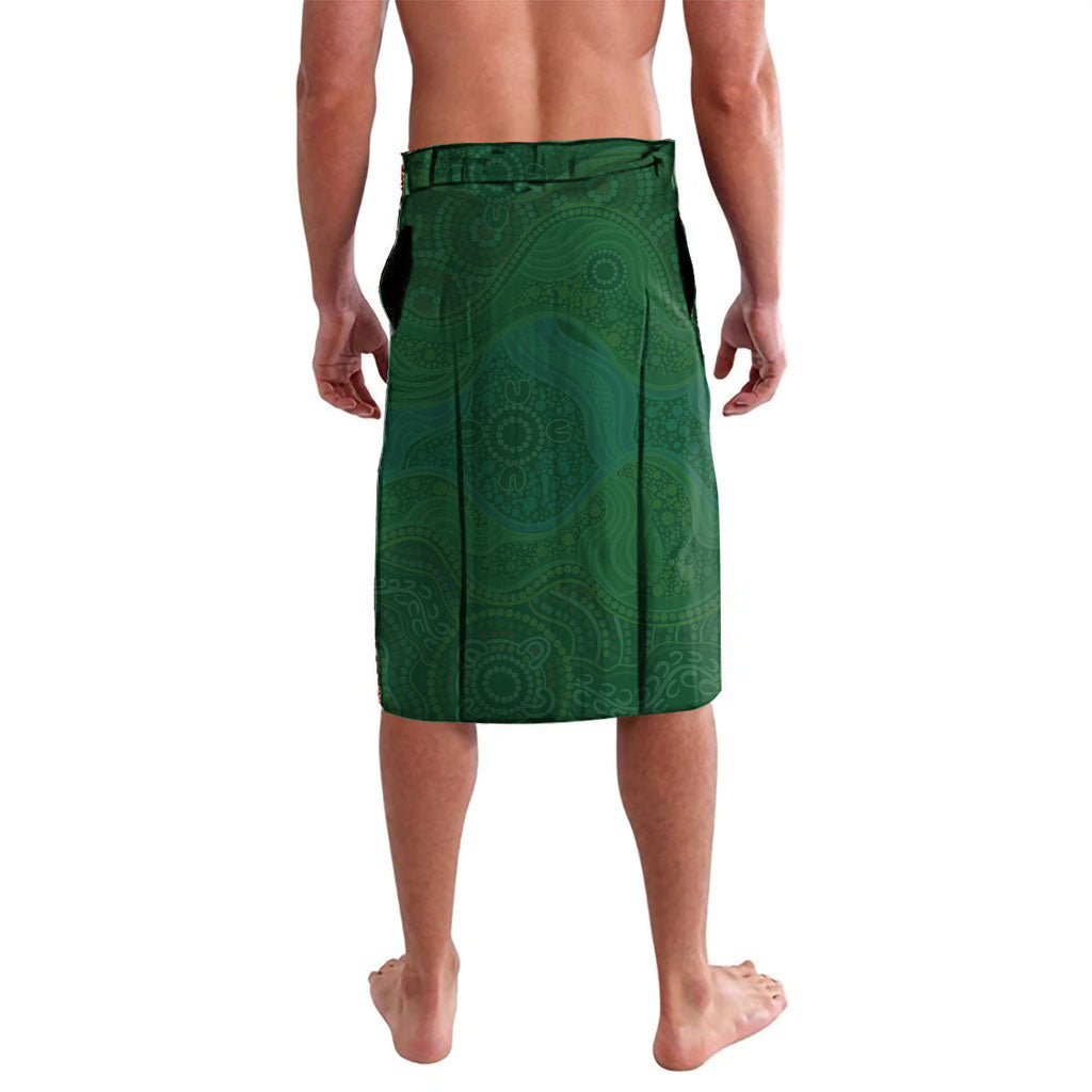 Personalized Australian Soccer Kangaroo Lavalava Aboriginal Dot Pattern Green Gold Football Player