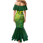 Personalized Australian Soccer Kangaroo Mermaid Dress Aboriginal Dot Pattern Green Gold Football Player
