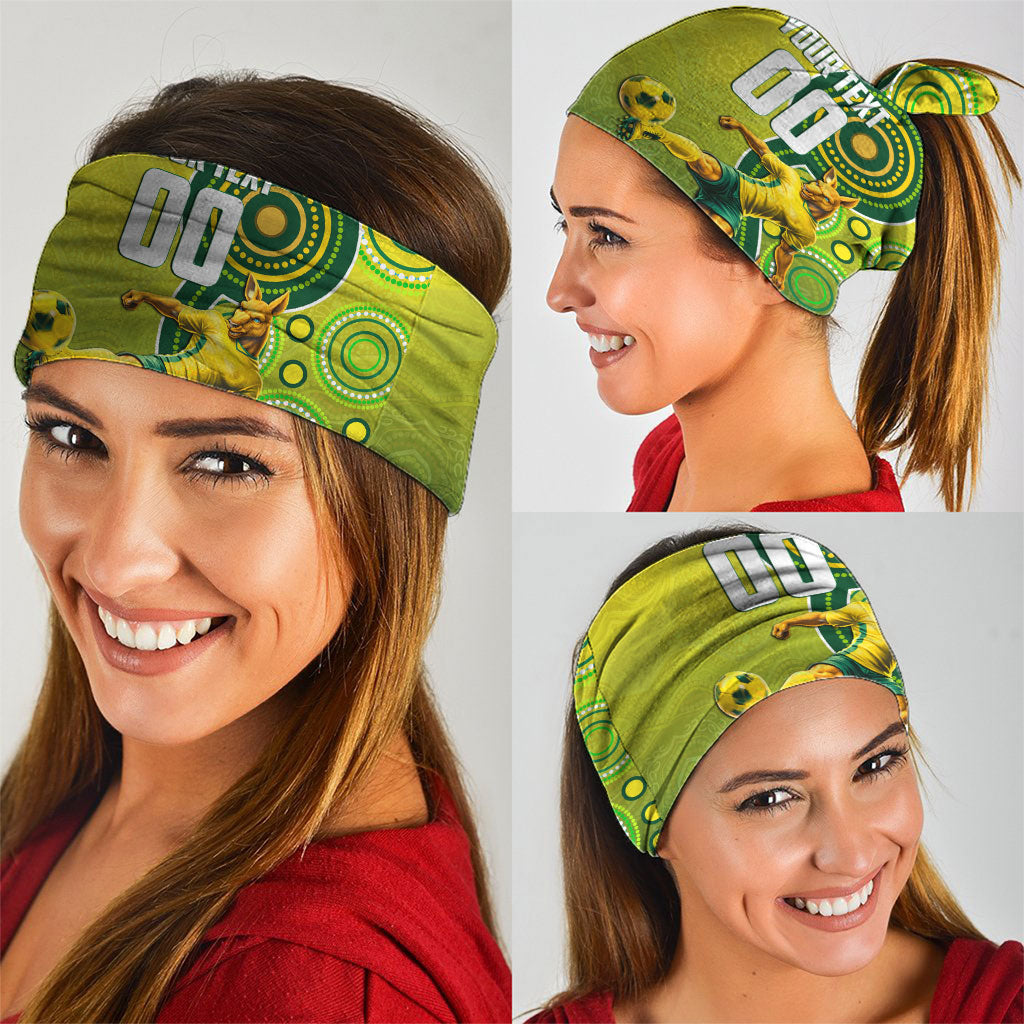 Personalized Australian Soccer Kangaroo Neck Gaiter Aboriginal Dot Pattern Green Gold Football Player