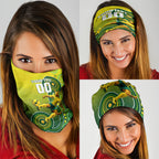 Personalized Australian Soccer Kangaroo Neck Gaiter Aboriginal Dot Pattern Green Gold Football Player