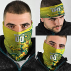 Personalized Australian Soccer Kangaroo Neck Gaiter Aboriginal Dot Pattern Green Gold Football Player