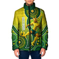Personalized Australian Soccer Kangaroo Padded Jacket Aboriginal Dot Pattern Green Gold Football Player