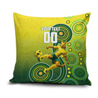Personalized Australian Soccer Kangaroo Pillow Cover Aboriginal Dot Pattern Green Gold Football Player