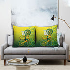 Personalized Australian Soccer Kangaroo Pillow Cover Aboriginal Dot Pattern Green Gold Football Player