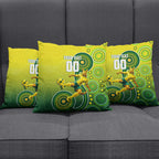 Personalized Australian Soccer Kangaroo Pillow Cover Aboriginal Dot Pattern Green Gold Football Player