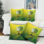 Personalized Australian Soccer Kangaroo Pillow Cover Aboriginal Dot Pattern Green Gold Football Player