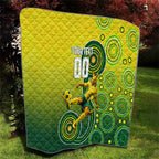 Personalized Australian Soccer Kangaroo Quilt Aboriginal Dot Pattern Green Gold Football Player