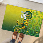 Personalized Australian Soccer Kangaroo Rubber Doormat Aboriginal Dot Pattern Green Gold Football Player