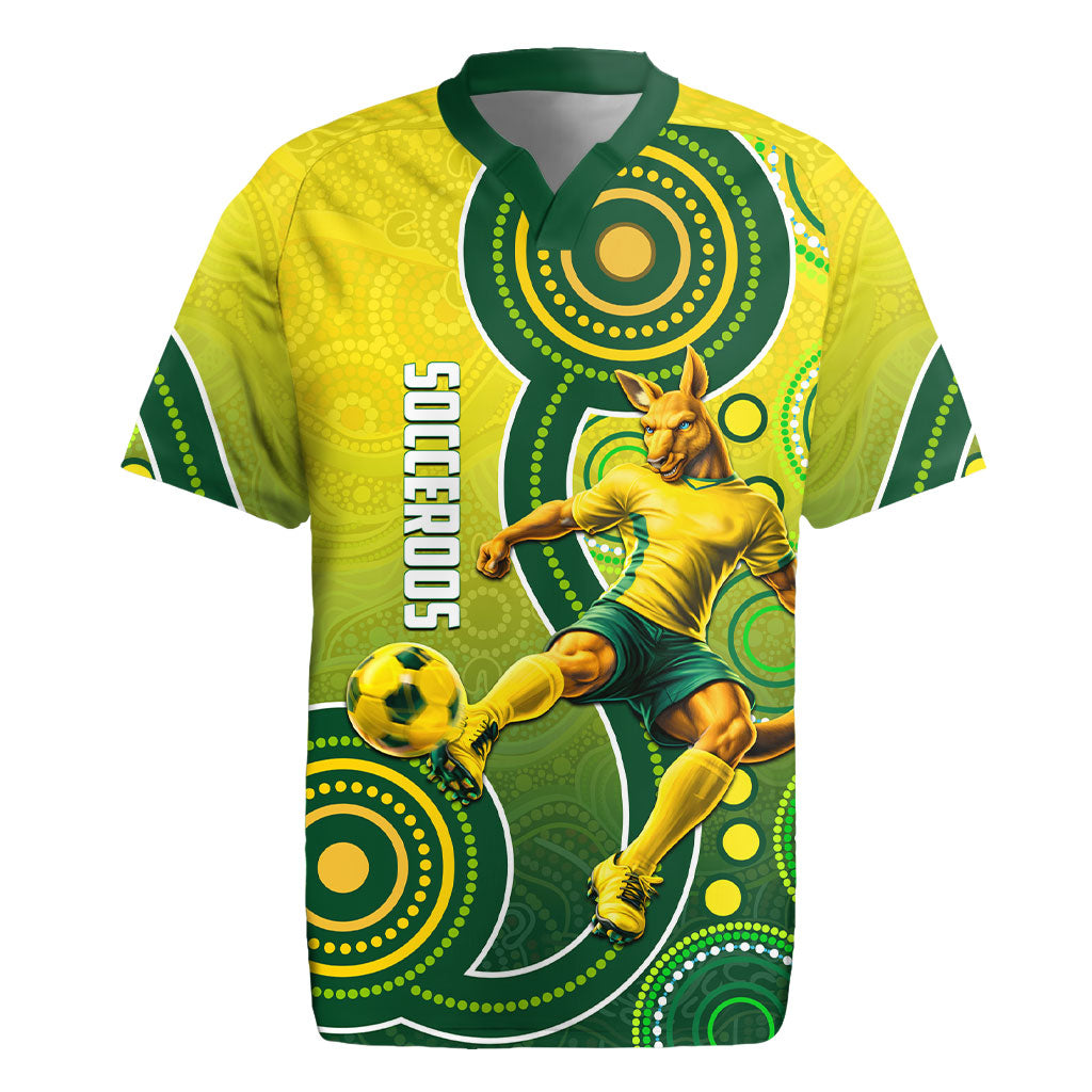 Personalized Australian Soccer Kangaroo Rugby Jersey Aboriginal Dot Pattern Green Gold Football Player