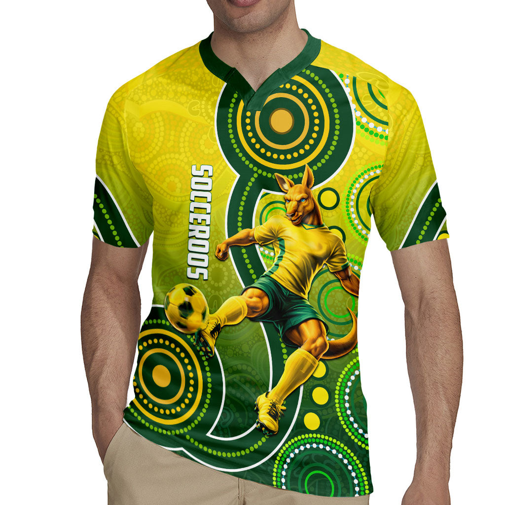 Personalized Australian Soccer Kangaroo Rugby Jersey Aboriginal Dot Pattern Green Gold Football Player