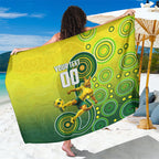 Personalized Australian Soccer Kangaroo Sarong Aboriginal Dot Pattern Green Gold Football Player
