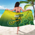 Personalized Australian Soccer Kangaroo Sarong Aboriginal Dot Pattern Green Gold Football Player