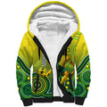 Personalized Australian Soccer Kangaroo Sherpa Hoodie Aboriginal Dot Pattern Green Gold Football Player