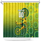 Personalized Australian Soccer Kangaroo Shower Curtain Aboriginal Dot Pattern Green Gold Football Player