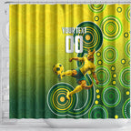 Personalized Australian Soccer Kangaroo Shower Curtain Aboriginal Dot Pattern Green Gold Football Player
